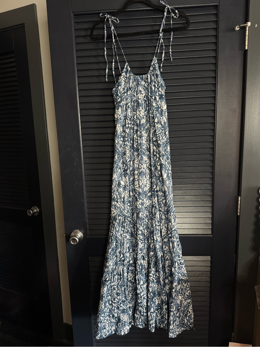 Abercrombie & Fitch Tie Strap Blue Maxi Dress M